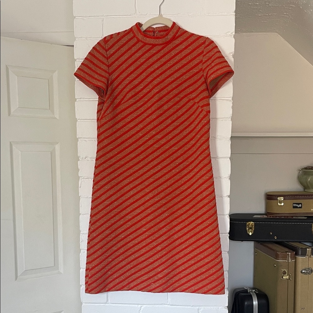 Vintage 1960’s Orange Striped MOD Dress!